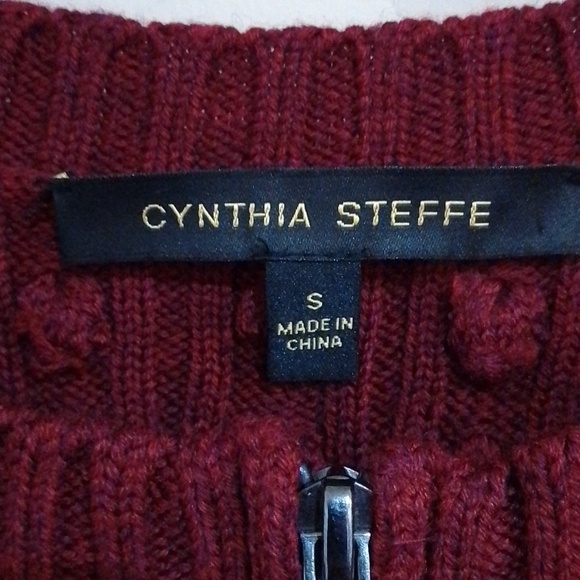 E3💐 Cynthia Steffe S zip front short sleeve knit sweater with loops - Picture 2 of 8